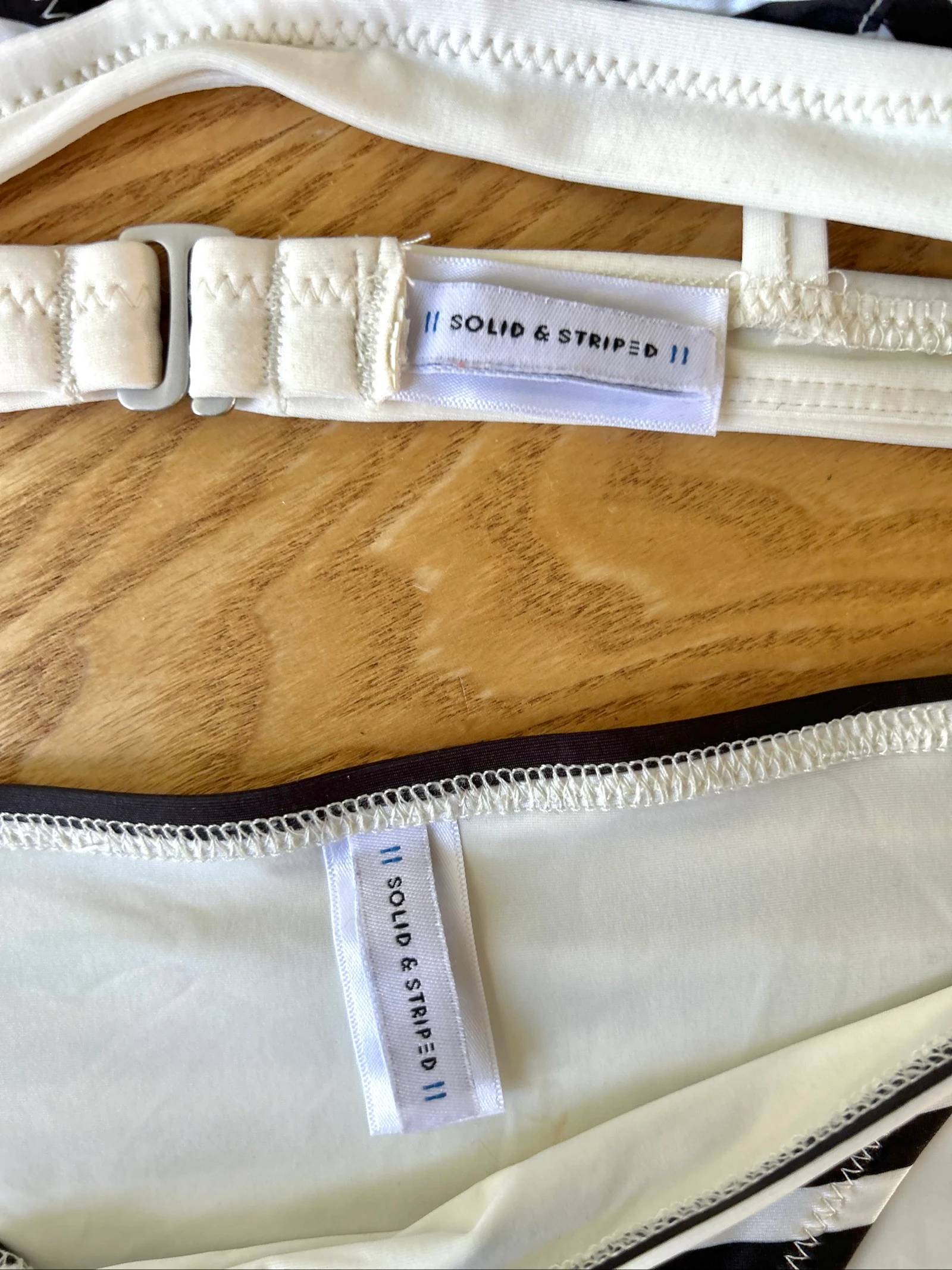 Biquíni listrado preto e branco em poliamida Tamanho M 38 Solid & Striped – photo 7